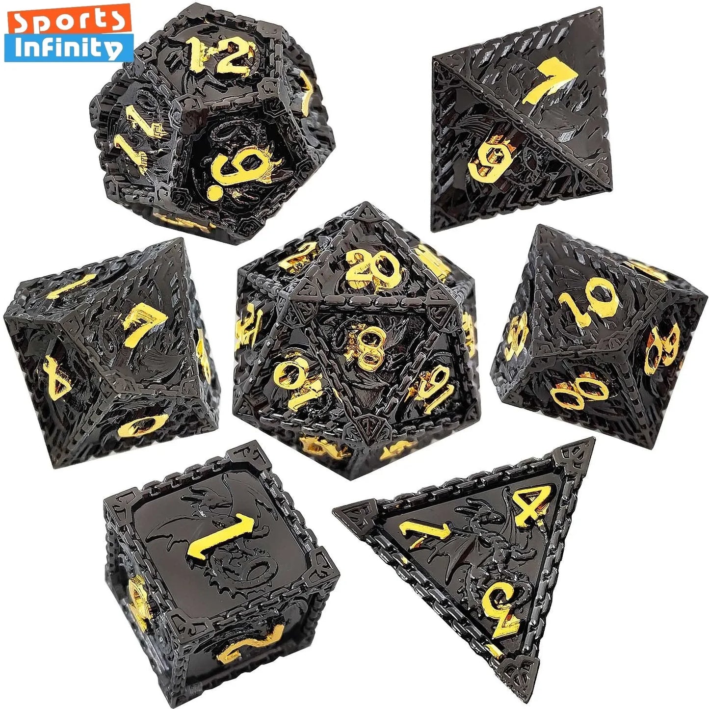 Throllok's Bones of Battle - Metal Polyhedral Dice Set