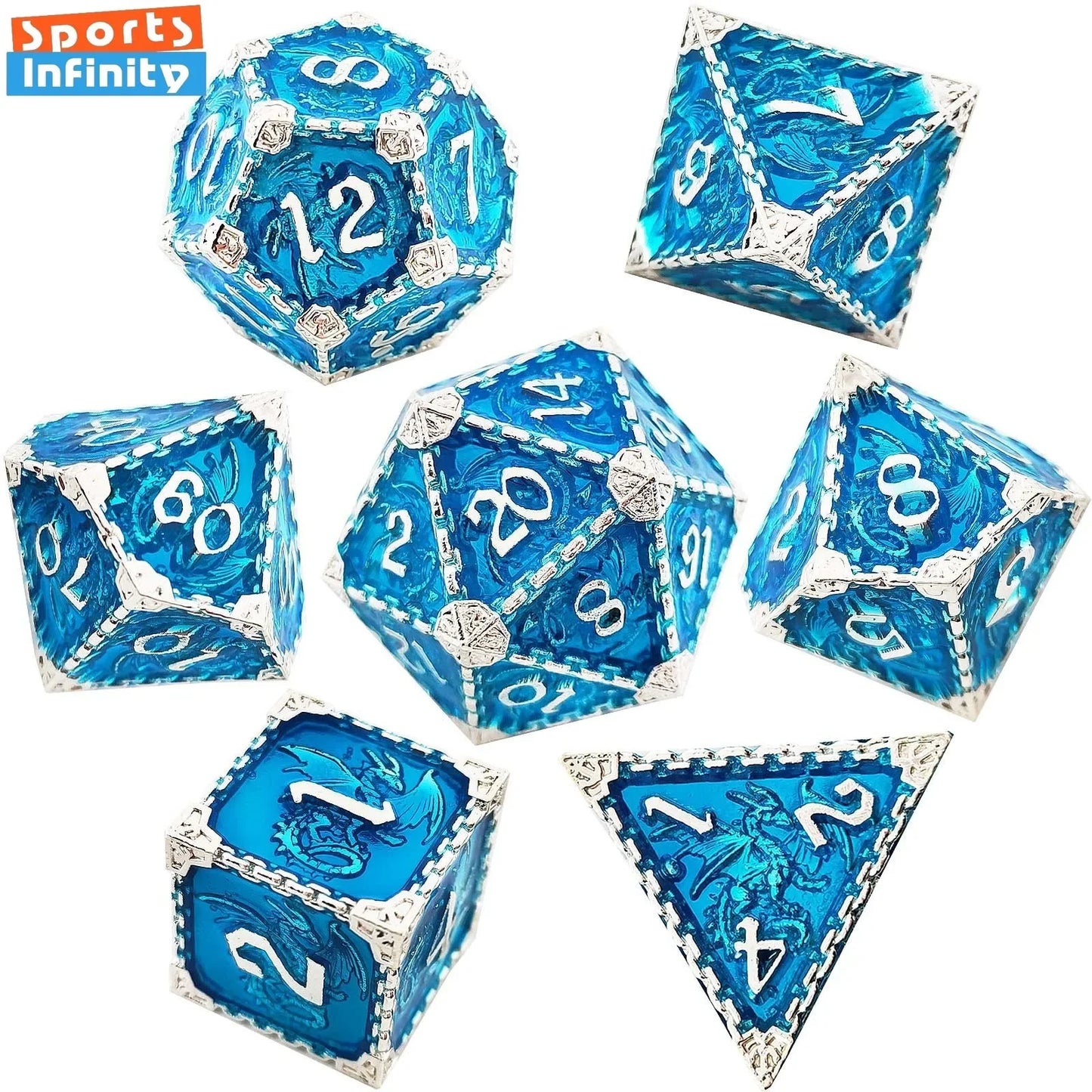 Throllok's Bones of Battle - Metal Polyhedral Dice Set