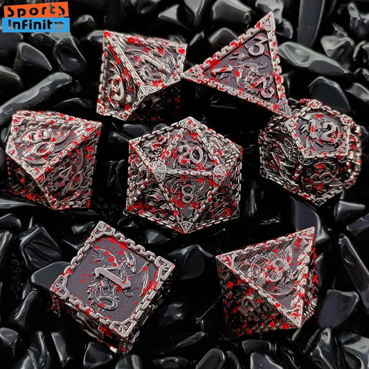 Throllok's Bones of Battle - Metal Polyhedral Dice Set