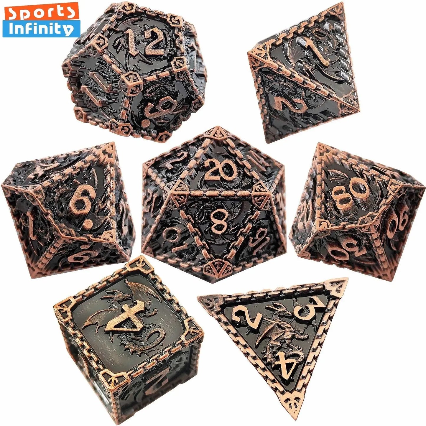 Throllok's Bones of Battle - Metal Polyhedral Dice Set